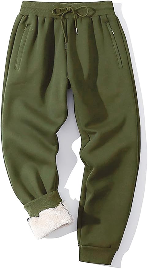 Yameekamulga Men's Winter Fleece Pants Sherpa Lined Sweatpants Active Athletic Running Jogger Track Causal Pants