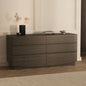 Dresser Minimalist 6-Drawer Walnut MDF Handleless Wood Grain 72x20 In