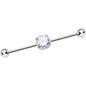 14G Clear CZ Shimmering Circle Industrial Barbell 38mm