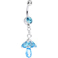 Aqua CZ Fairy Mushroom Dangle Belly Ring