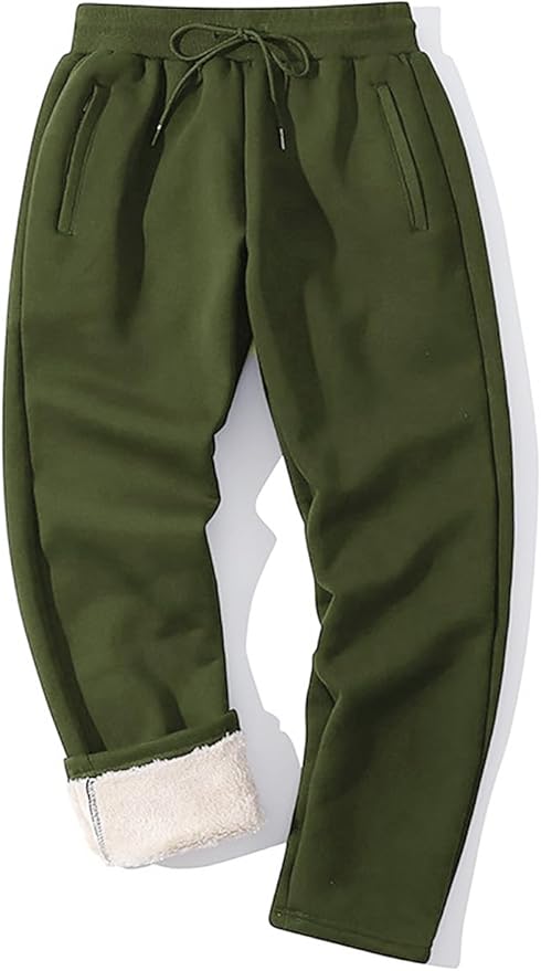 Yameekamulga Men's Winter Fleece Pants Sherpa Lined Sweatpants Active Athletic Running Jogger Track Causal Pants