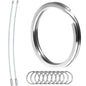 Biyrly Stainless Steel Round Keyrings 1.5-25mm Silver 10 Pack