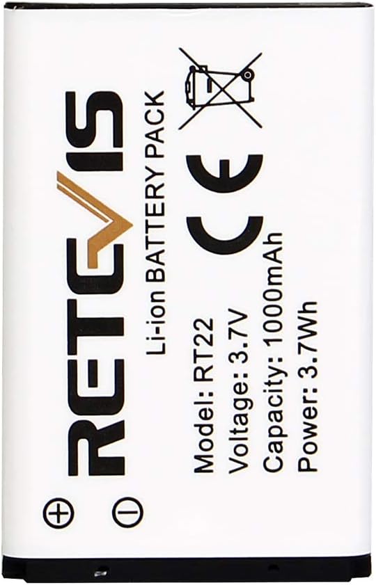 Retevis RT22 RT22S RT15 RT19 walkie talkies Battery Original 3.7V Li-ion Battery 1000mAh Compatible RT22 RT22S RT15 RT19 WLN KD-C1 Walkie Talkies (5 Pack)
