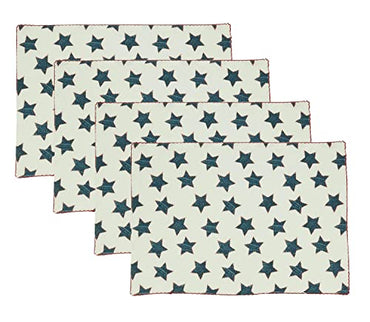 Fennco Styles Whipstitch Stars 100% Cotton Cloth Napkins 18" W x 18" L, Set of 4 - Multicolored Geometric Dinner Napkins for Home Décor, Dinner Parties, National Holidays