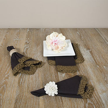 Sangita Crochet Lace Napkins, Set of 4 (Olive)