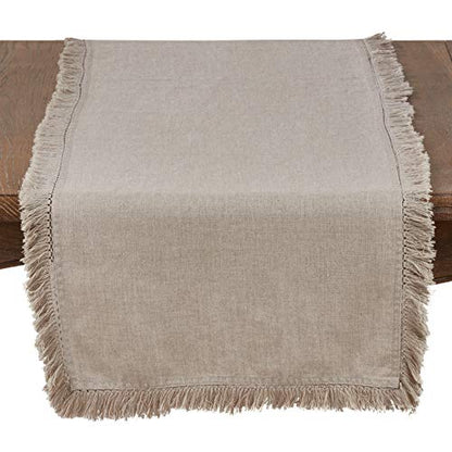 Fennco Styles Stonewashed Chic Large Fringed Linen 20-Inch Down Filled Throw Pillow