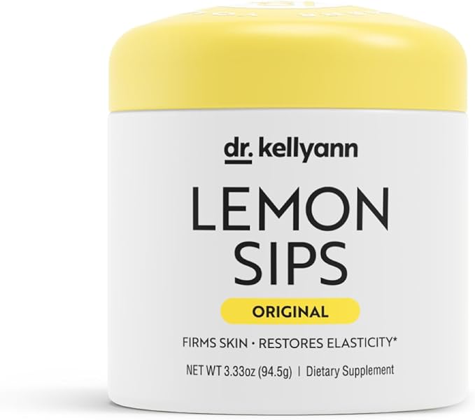 Dr. Kellyann Lemon Sips, Citrus Drink Mix (21 Servings) Rehydrate, Detox, Revitalize, Sugar Free, Fat Free, Non GMO, Hydrates and Firms Skin (Lemon)