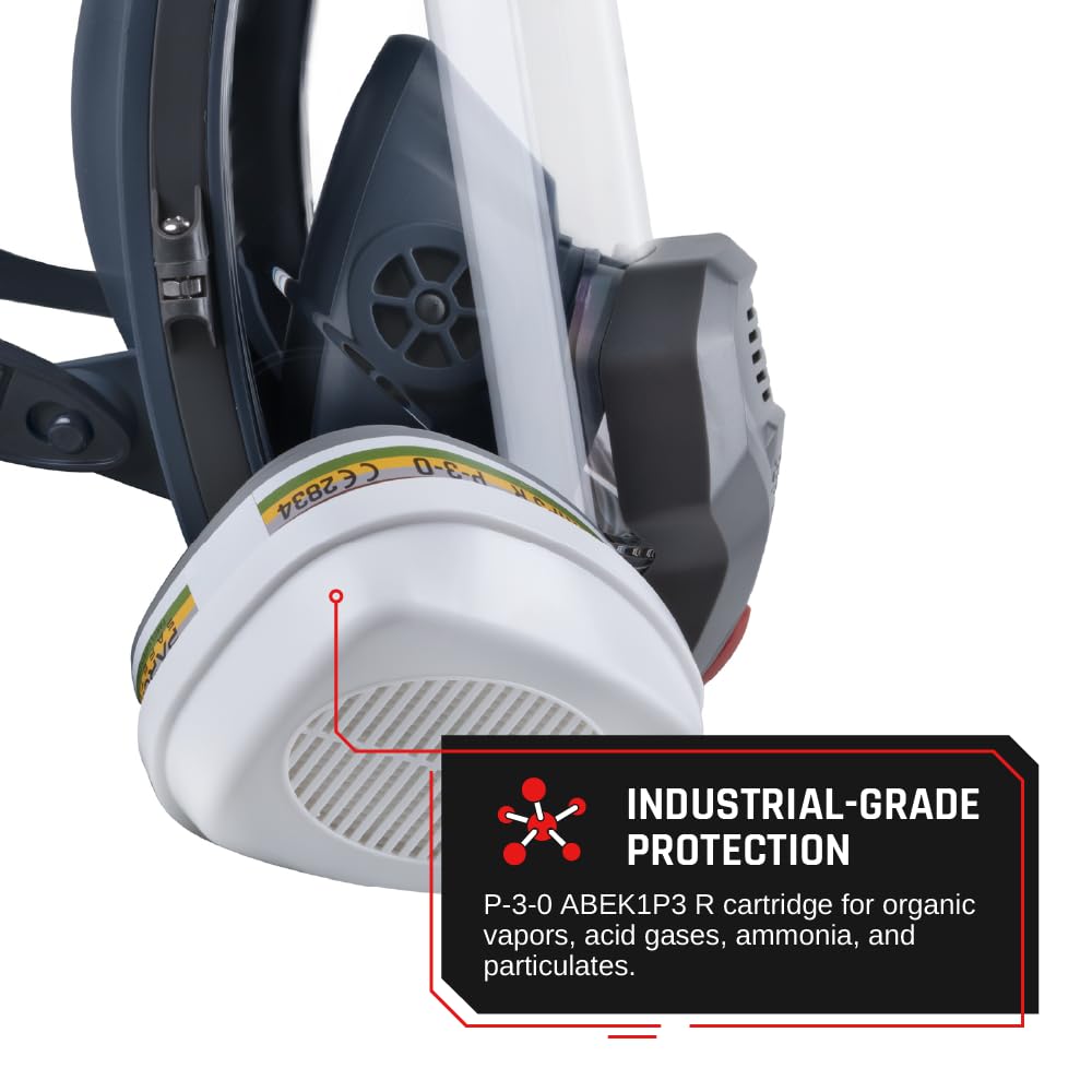 Parcil Distribution Full Face Respirator Mask with Filters – Durable Full Face Respirator Gas Mask, Bayonet Filter Compatible