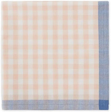 Fennco Styles Farmhouse Gingham Cloth Napkins 20"x20", Set of 4 - Soft Plaid Dinner Napkins with Blue Border for Everyday Dining, Spring Table Décor, Kitchen & Holiday Gatherings