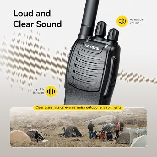Retevis H-777 Walkie Talkies Rechargeable, 2 Way Radios Long Range, Portable FRS Two-Way Radios, Short Antenna, LED Flashlight, for Adults Family Outdoor (3 Pack)