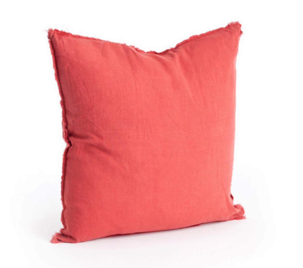 Fennco Styles Fringed Design Down Filled Linen 20-Inch Throw Pillow
