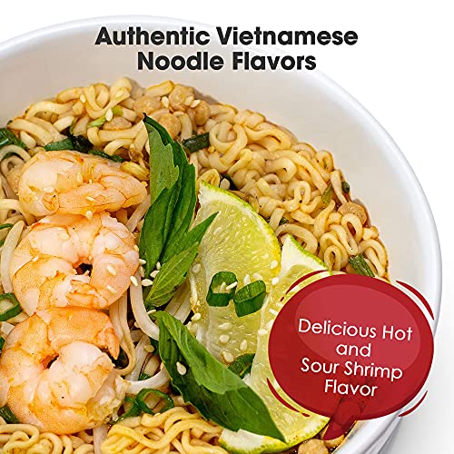 OMACHI Golden Potato Noodles - Hot and Sour Shrimp Flavor - Made with Natural Ingredients (Hot & Sour Shrimp, Pack of 5)