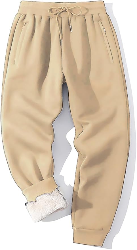 Yameekamulga Men's Winter Fleece Pants Sherpa Lined Sweatpants Active Athletic Running Jogger Track Causal Pants
