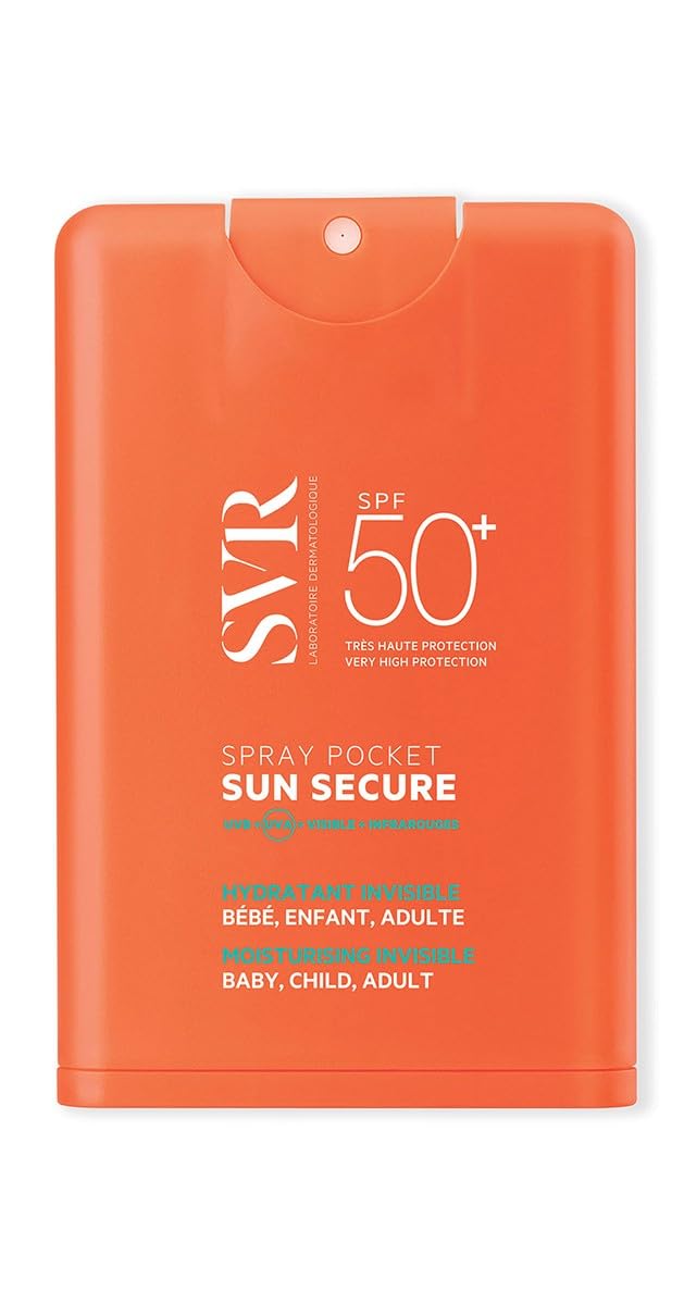 SVR Sun Secure Pocket Spray SPF50+ Sunscreen Spray for Babies, Children, and Adults - UVA-UVB Protection, Transparent Formula
