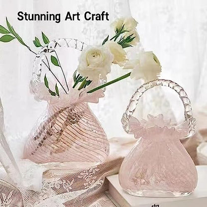 Handmade Glass Purse Vase for Flowers