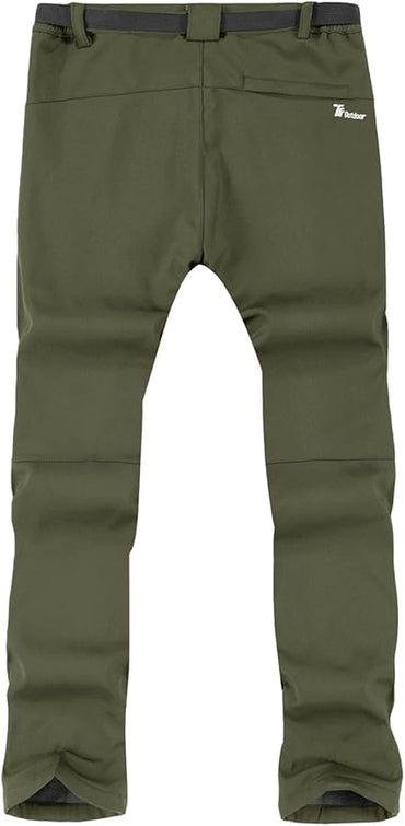 TBMPOY Men's Snow Ski Hiking Pants Waterproof Winter Fleece Lined Pants Camping Skiing Ice Fishing Pants with Belt