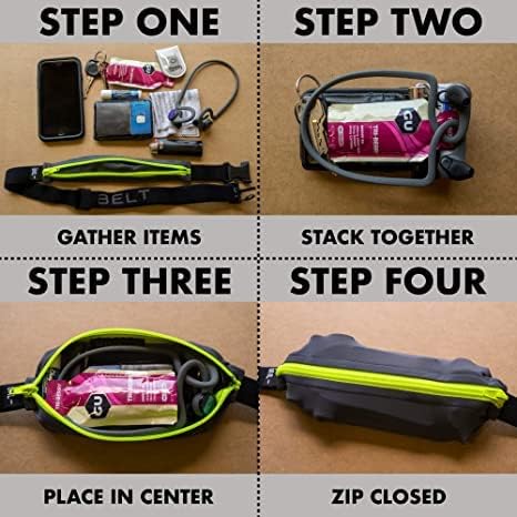 SPIbelt Running Belt for Women Men, Phone Holder for Running, Running Fanny Pack, Holder for Phone, Running Waist Pack, Adjustable Waist, [Fits All Phones]. Cloudy Grey with Black Zipper