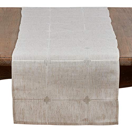 Fennco Styles Beautiful Embroidered Check Pattern Decorative Tablecloth