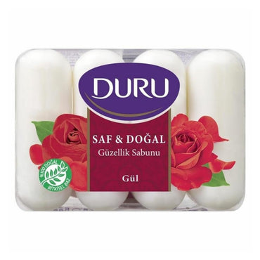 Duru Pure & Natural Rose Beauty Soap 4x2.47oz - Gentle Hydration | 4 Bars