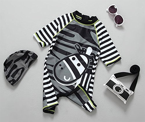 stylesilove Baby Little Boy Kids Zebra Costume Swimsuit and Hat 2 Pieces Set