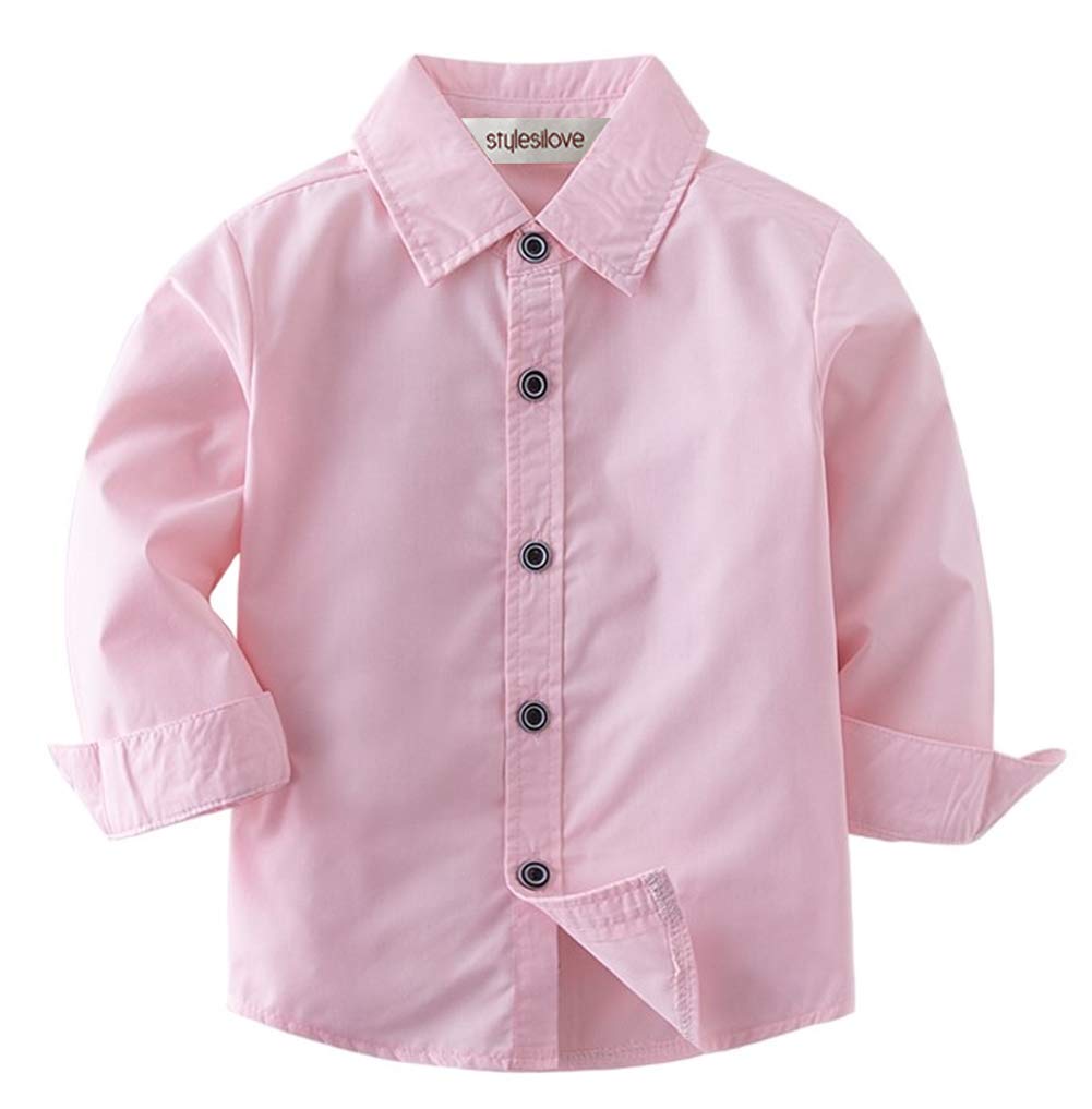stylesilove Toddler Boys' Long-Sleeve Cotton Button-Down Shirt