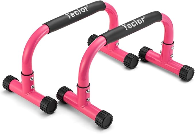 Push Up Bar, Parallettes Bars For L-sit & Dip, Heavy-Duty No Wobbling Parallel Bars Stand For Handstands, Full Planche, Calisthenics, 9.5in High Workout Stands for Home Fitness Training