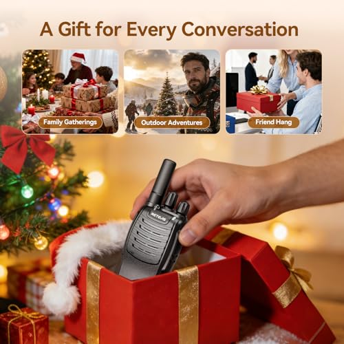 Retevis H-777 Rechargeable Walkie Talkies, Mini 2 Way Radios Long Range, Small Walky Talky, Portable FRS Two Way Radios with LED Flashlight(Black, 2 Pack)
