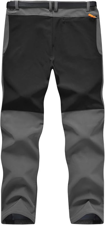 TBMPOY Men's Snow Ski Hiking Pants Waterproof Winter Fleece Lined Pants Camping Skiing Ice Fishing Pants with Belt