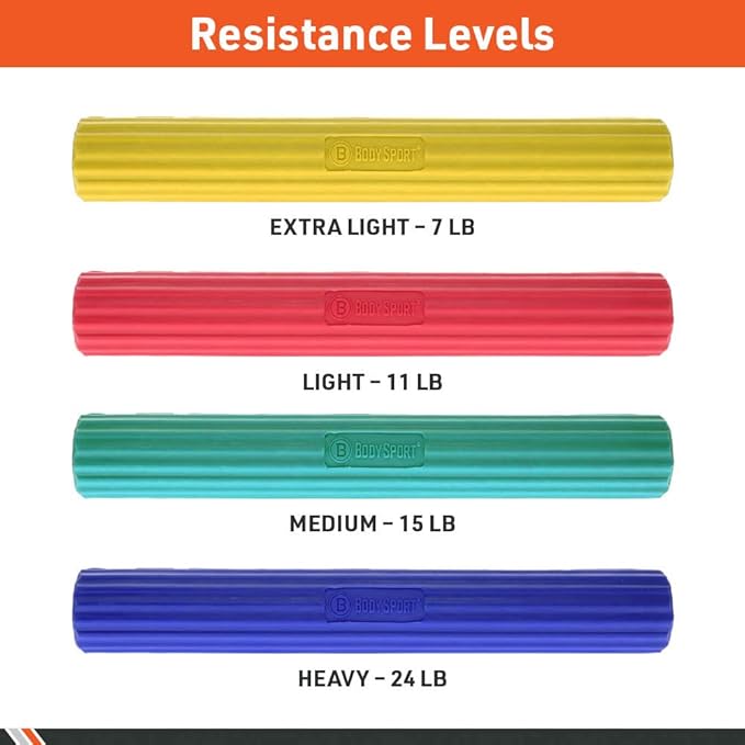 Body Sport Twist & Flex Bar – Flexible Rehab Equipment for Tennis Elbow, Golfer’s Elbow, Arm Injuries, & Tendonitis – Resistance Training for Improved Grip & Strength