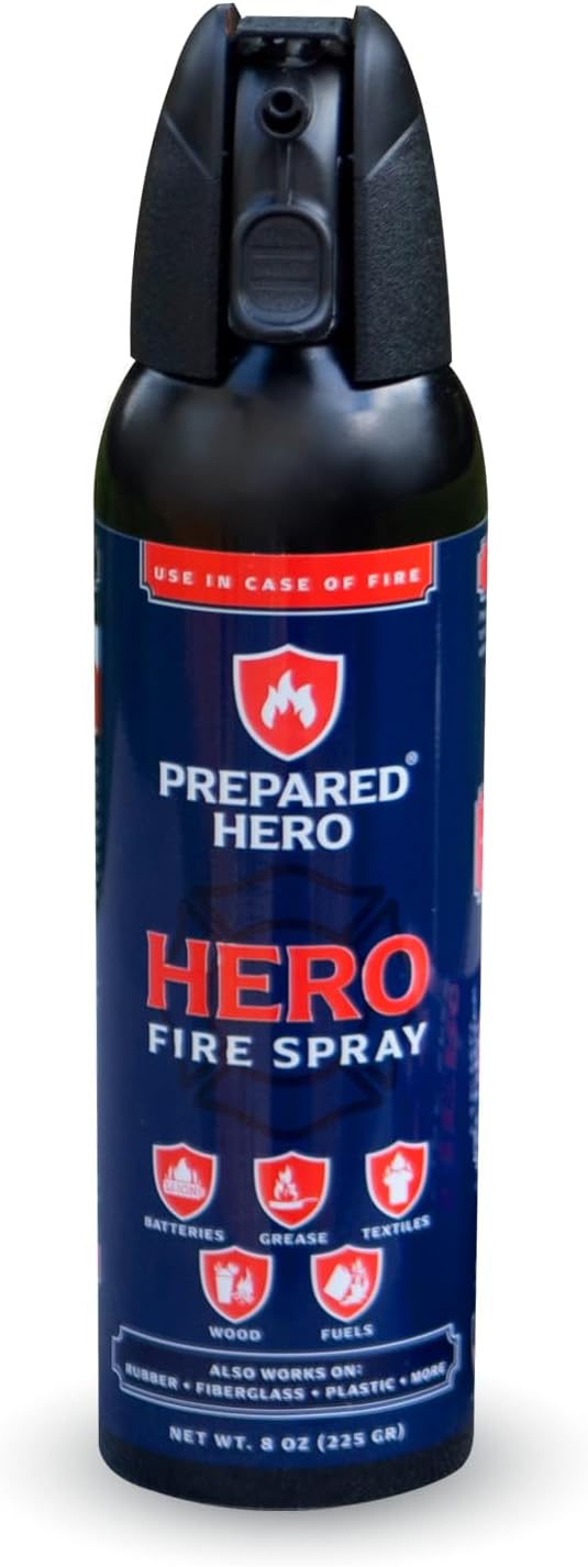 Prepared Hero Fire Protection Kit 1 Pack - Emergency Fire Blanket + Hero Fire Spray for Home, Kitchen, Vehicle, Camper