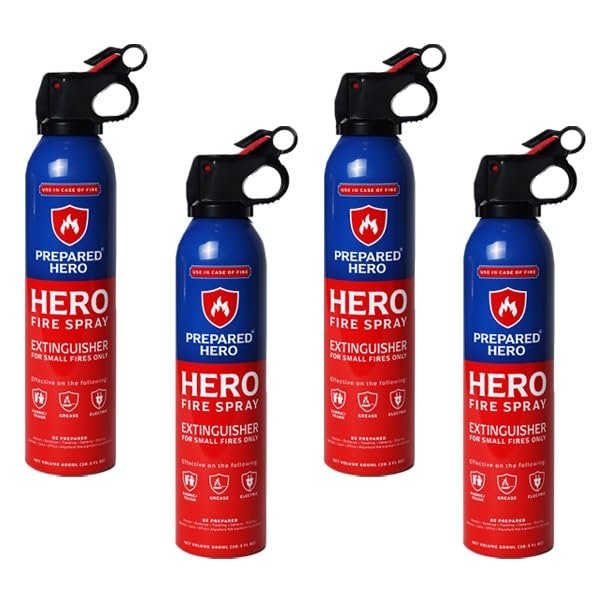 Prepared Hero Fire Spray - Mini Fire Extinguishers for House, Car, Garage - Kitchen Small Fire Extinguisher for Home, 100% Organic - Compact, Portable & Easy to Use, Non-Toxic - 2 Pack