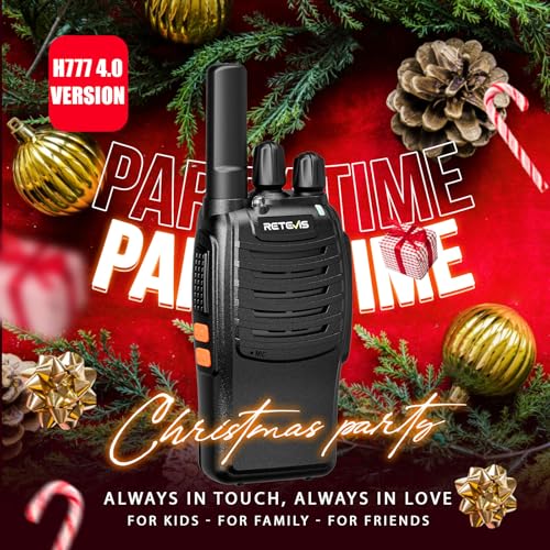 Retevis H-777 Rechargeable Walkie Talkies, Mini 2 Way Radios Long Range, Small Walky Talky, Portable FRS Two Way Radios with LED Flashlight(Black, 2 Pack)