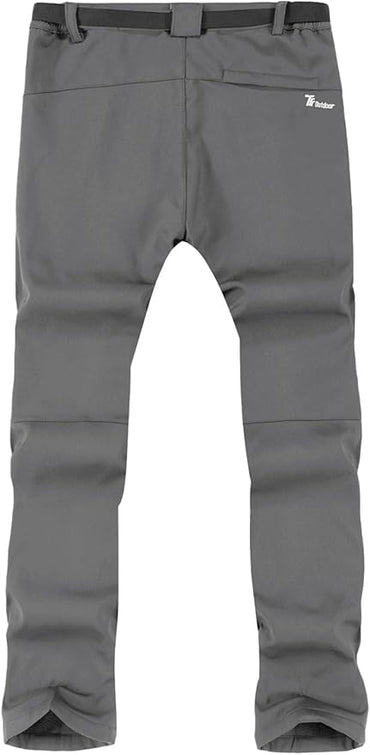 TBMPOY Men's Snow Ski Hiking Pants Waterproof Winter Fleece Lined Pants Camping Skiing Ice Fishing Pants with Belt