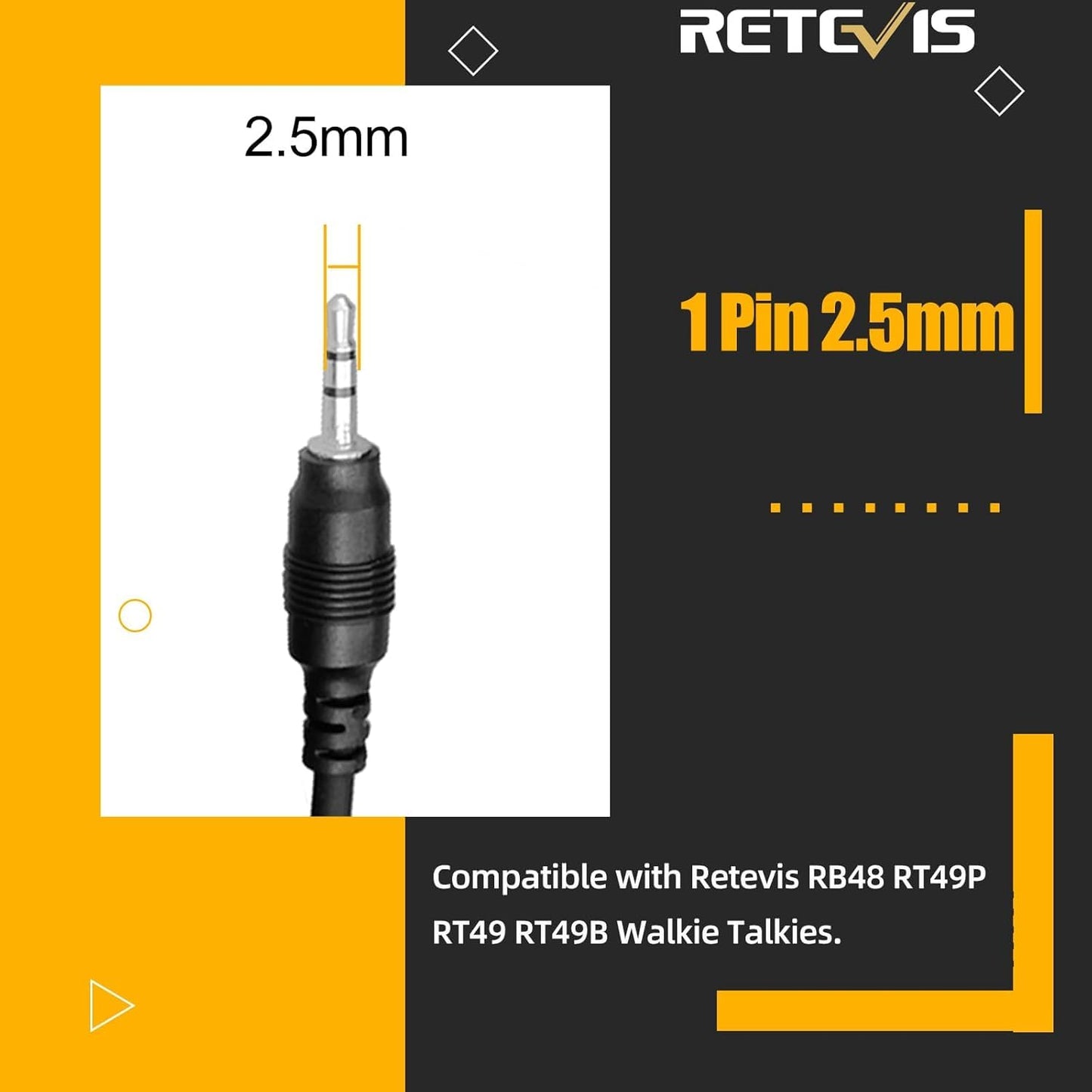 Retevis RB48 Waterproof Walkie Talkies, Heavy Duty Two Way Radio, Advanced Triple Proof, Vibration Call, USB-C, SOS,2000mAh, NOAA, 2 Way Radio(2 Pack) Yellow