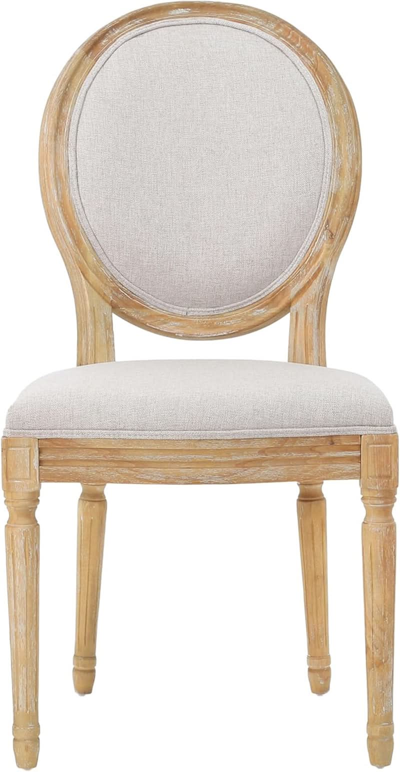 Phinnaeus Beige Polyester Fabric Dining Chairs Set Of 2
