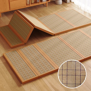 Foldable Japanese Tatami Rattan Mat – Cooling Summer Floor Rug