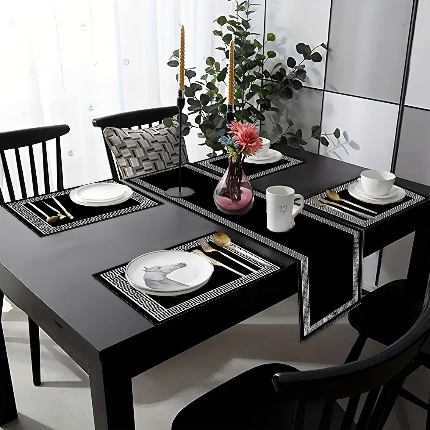 VIKAMA 5/7PC Luxury Geometric Placemat Table Flag Set Restaurant Cafe Decoration High-end Banquet Arrangement