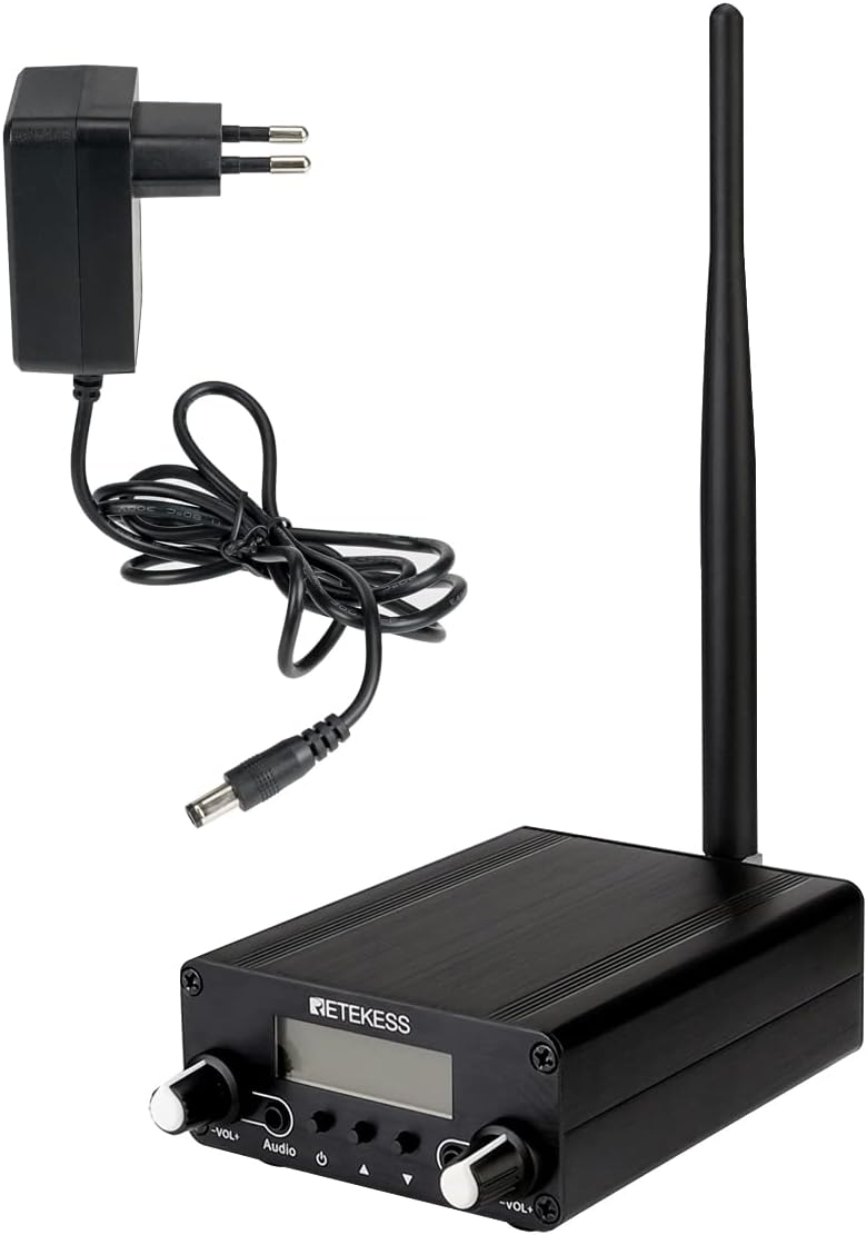 Retekess TR508 FM Transmitter for Church,FM Broadcast Transmitter,Long Range FM Radio Stereo Station with 3.5mm Mic Audio Jack for Drive in Movie,Parking Lot,Home,Library,Fcc Certified