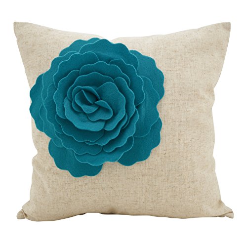 Fennco Styles Decorative Rose Flower Statement Throw Pillow 18"x18"
