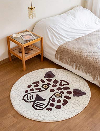 Fennco Styles Kids Cartoon White Panda Shag Area Rug 32" Round - Animal Design Soft Non-Slip Fleece Play Mat for Boys Girls Bedroom Décor, Kids Playroom, Living Room, Nursery Décor