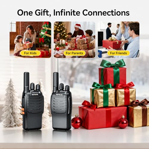 Retevis H-777 Walkie Talkies Rechargeable, 2 Way Radios Long Range, Portable FRS Two-Way Radios, Short Antenna, LED Flashlight, for Adults Family Outdoor (3 Pack)