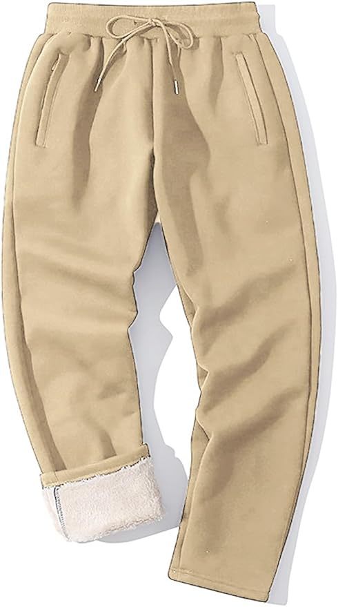 Yameekamulga Men's Winter Fleece Pants Sherpa Lined Sweatpants Active Athletic Running Jogger Track Causal Pants