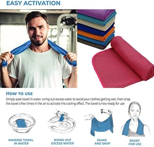 4 Pack Cooling Towels 40" x 12"-Cooling Scarf, Cold snap Cooling Towel for Instant Cooling Relief for All Physical Activities: Golf, Fitness, Camping, Hiking, Yoga, Pilates