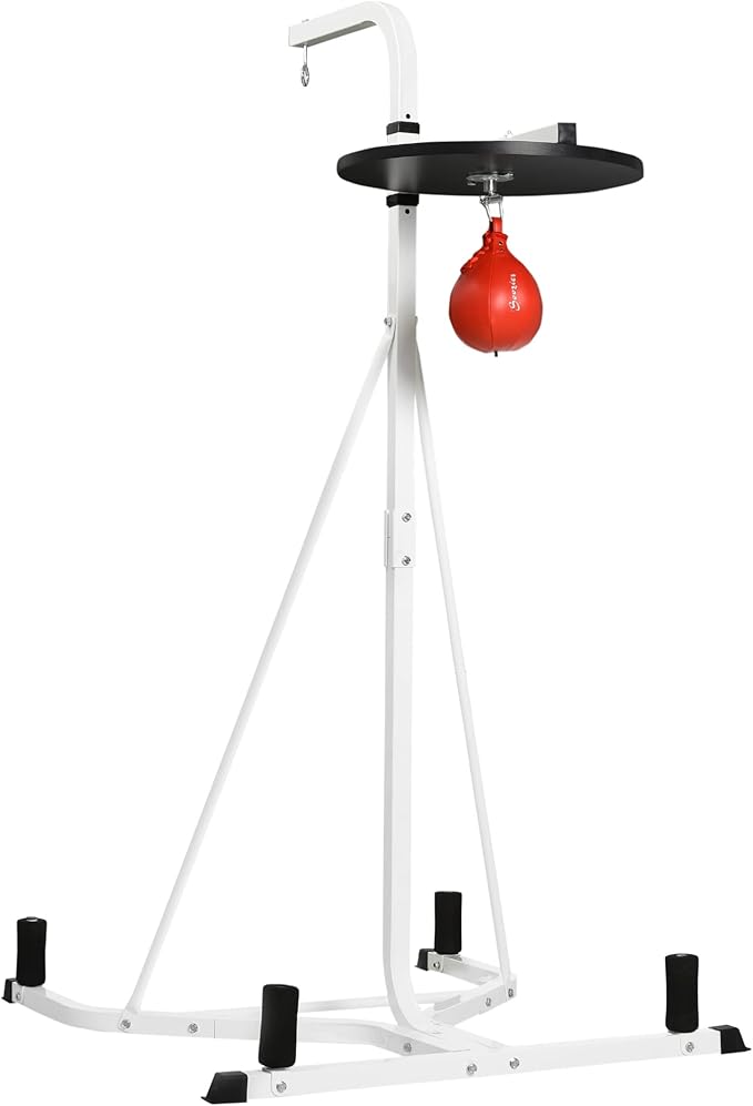 Soozier 2 in 1 Punching Bag Stand, Adjustable Height Heavy Bag Stand with Weighted Base and Speed Bag, Freestanding for Home Gym