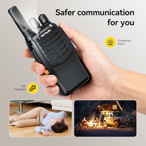 Retevis H-777 Walkie Talkies Rechargeable, 2 Way Radios Long Range, Portable FRS Two-Way Radios, Short Antenna, LED Flashlight, for Adults Family Outdoor (3 Pack)