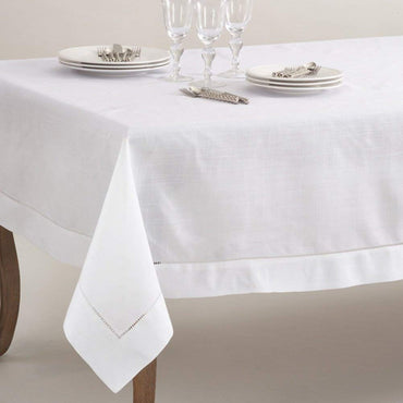 Fennco Styles Hemstitched Table Linen Tablecloth Napkins (90" Square Tablecloth)