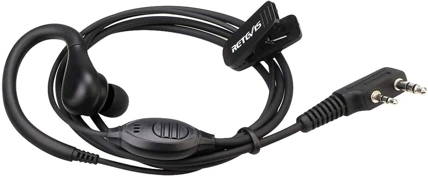 Retevis RT22 Walkie Talkie Earpiece with Mic, 2 Pin, for RT22 RT68 RT21 H-777 RT27 RT86A RT86S, Compatible with Pxton Baofeng BF-888S BF-T26 Kenwood Two Way Radio, Two Way Radio Earpiece(6 Pack)