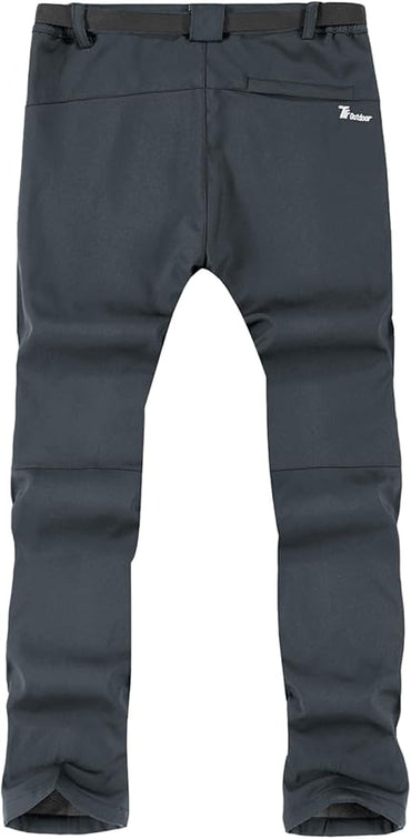 TBMPOY Men's Snow Ski Hiking Pants Waterproof Winter Fleece Lined Pants Camping Skiing Ice Fishing Pants with Belt