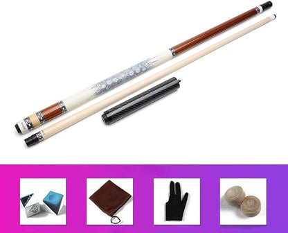 2-Piece Pool Cue Stick + Pool Cue Case with Carbon Extension