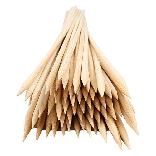 MalloMe XL Bamboo Skewers 6 Inch 100 pcs - 4mm Thick Bamboo Sticks - Heavy Duty Wooden Shish Kabob Skewers for Grilling - for Kebab BBQ Grill Hot Dog, Candy Apple Smores Sticks Wood Skewer Appetizers